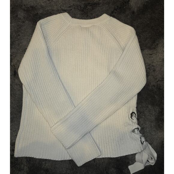 KUT From the Cloth Adire Knit Sweater Cream Lace Up Hem Women's Size Small - Picture 2 of 4